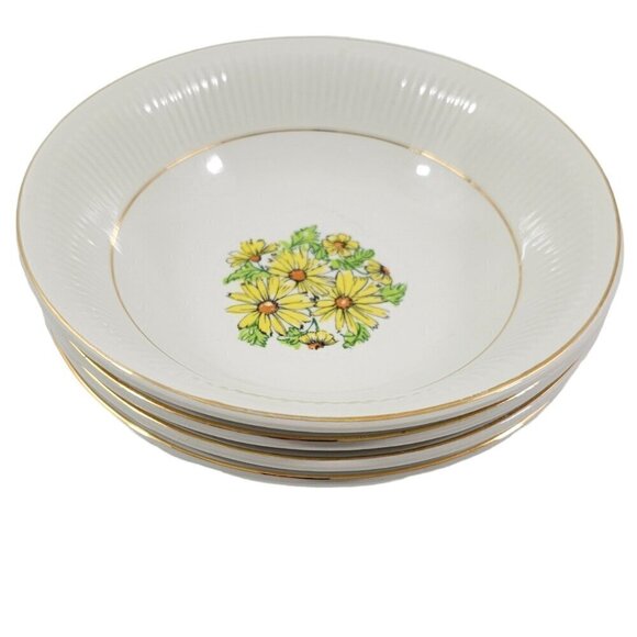 Staffordshire England Summertime Coupe Cereal Salad Soup Bowls – Set of 4 - Picture 3 of 16